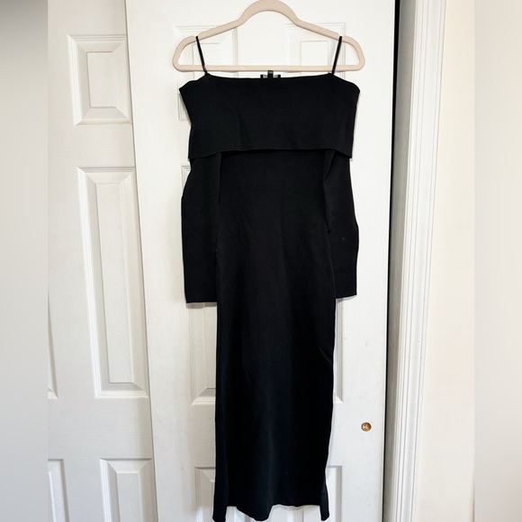 NWOT‼️REVOLVE - BARDOT Off Shoulder Knit Dress in Black (Size M) - Picture 2 of 13